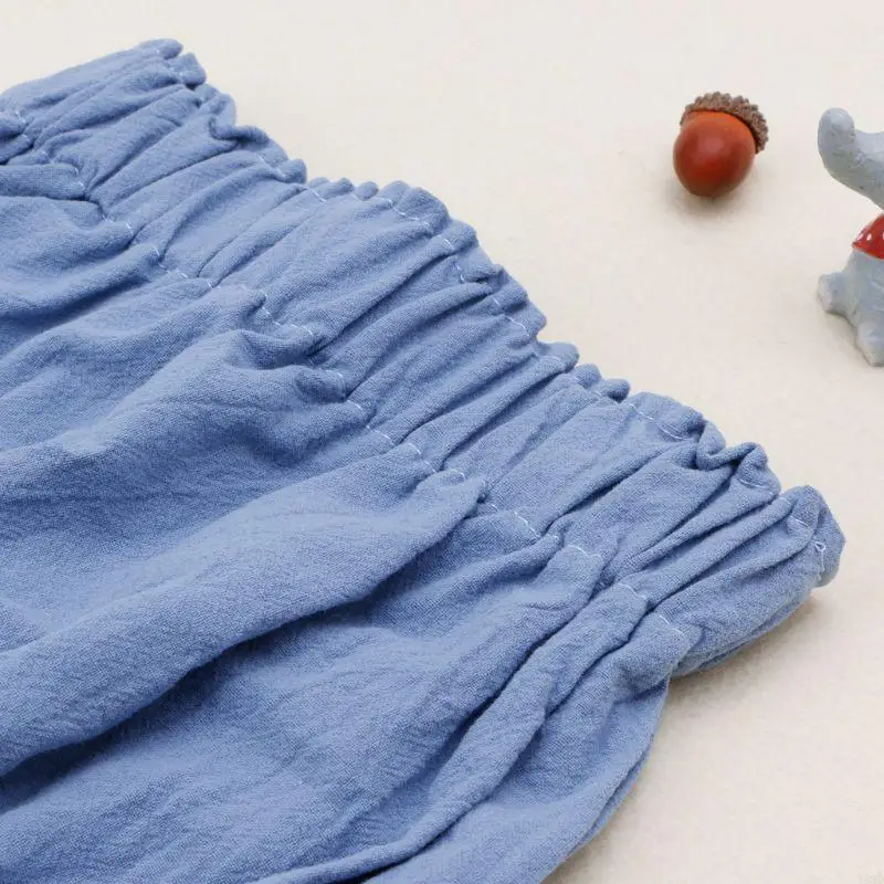 Y88D Summer Baby Boys Girls Shorts Bloomers with 5 Colours with Elastic WaistbandEasy Dressing Blue Gray Pink Turmeric