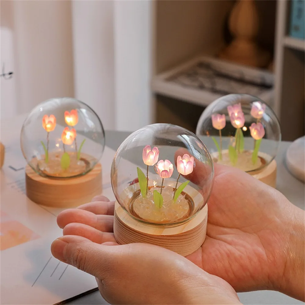 

Bedroom Handmade Girlfriend Tulip Night Light Room Decor DIY Material Floral Lamp