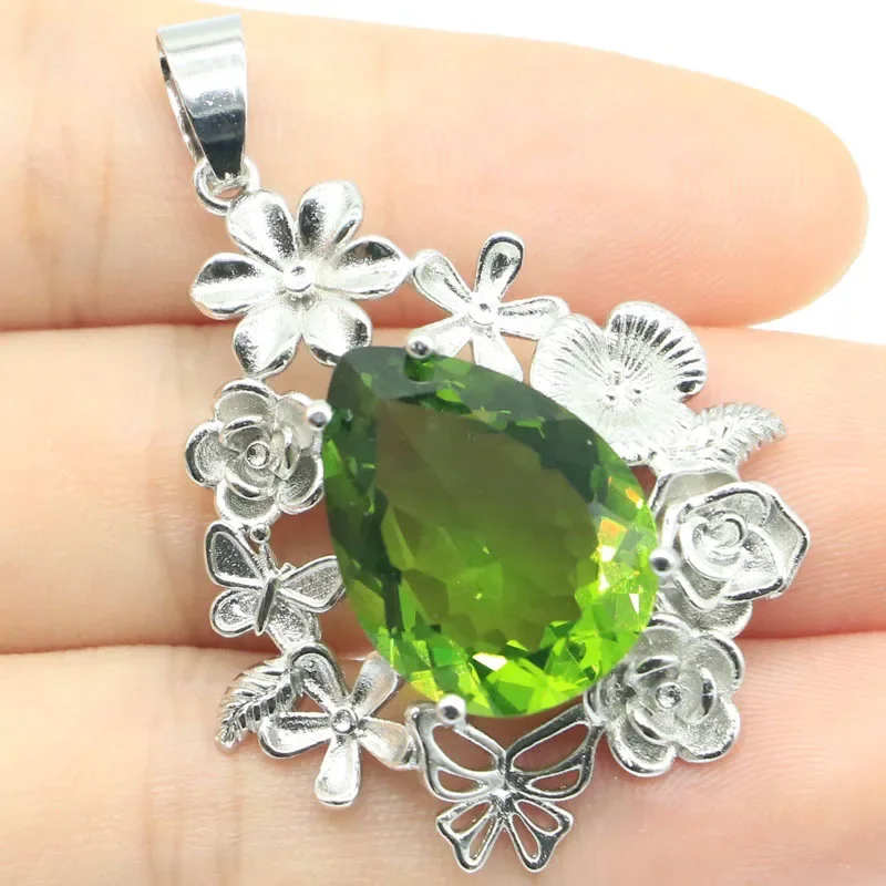 11g Real Customized 925 Solid Sterling Silver  PENDANT Unique London Blue Topaz Violet Tanzanite Blood Ruby Tourmaline Peridot L