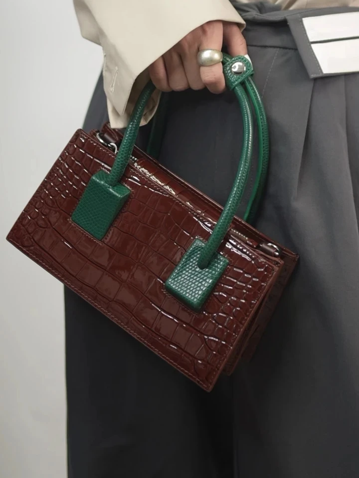 

Fashion Crocodile Pattern Original Design Bag Hit-Colors Genuine Leather Women Bag\Handbag Real Leather Shoulder Crossbody Bag