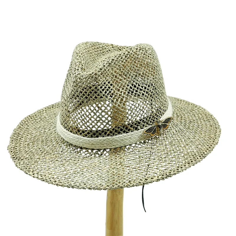 straw hat for men hats natural grass summer hat insect decoration