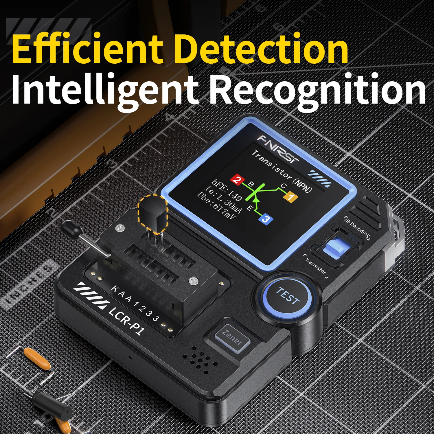 FNIRSI LCR-P1 Tester di Transistor, Multimetro per Diodi, Triodi, Capacità, Resistenza, Misuratore ESR MOSFET IR Multifunzione Anti-Bruciatura - immagine 3