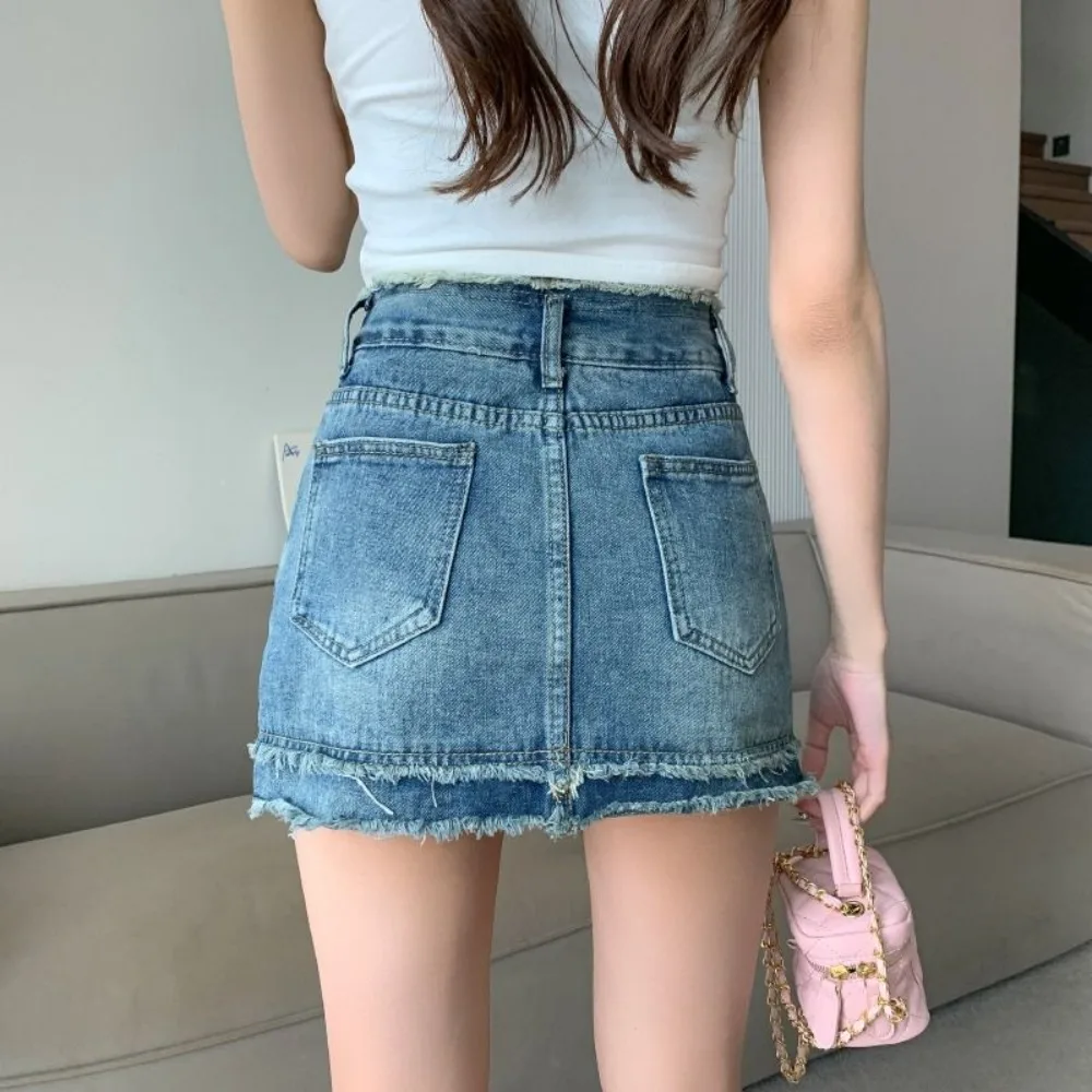 Invisible Open Crotch Outdoor Sex Trend Women's Denim Shorts Fashion Jeans Skirt Pants Summer High Waist Erotic Woman Clothing