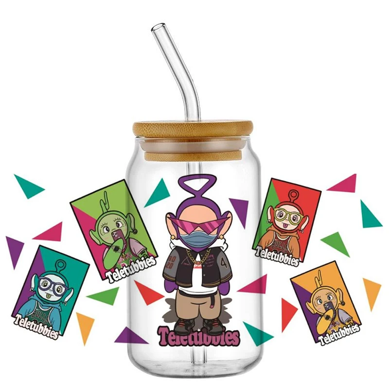 Minoso Cute Baby 3D UV DTF Cartoon Decal For 16oz Libbey Glass Can Cup High quality uvdtf Coffee Car Sticker