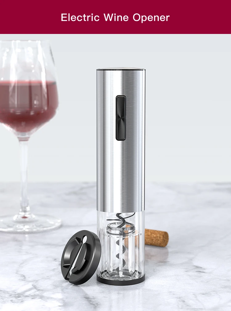 Electric Wine Opener One Touch Automatic Bottle Corkscrew with 2-in-1 Aerator Pourer, Foil Cutter,Vacuum Preservation Stoppers