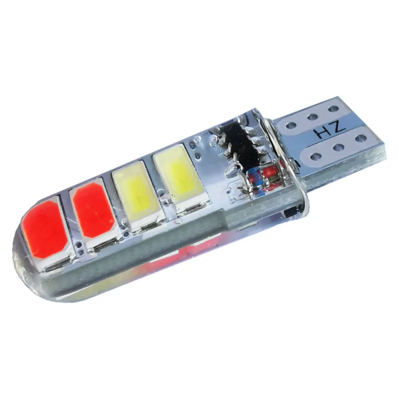 

20pcs Strobe T10 LED W5W 194 168 Dual Color Car License Plate Lamp Auto Clearance Light Bulbs 5630 8SMD White Red Blue DC12V