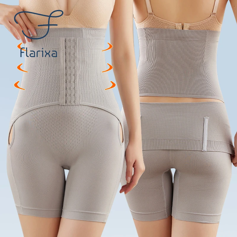 

Flarixa Slimming Sheath Woman Flat Belly Shaping Panties Back Take Off Body Shaper Pants Buckle Tummy Control Underwear Shorts