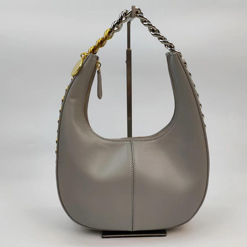 

Женская кожаная сумка на плечо, вместительная плетеная Сумка на подмышках с цепочкой, 2024