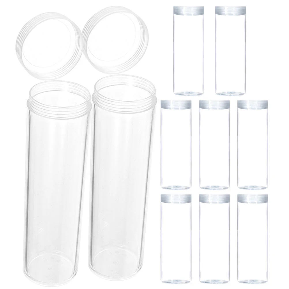 

10 Pcs 27mm Diameter Transparent Coin Barrel Storage Tube Full Roll Loose Protection (27mm Half Barrel) Pieces