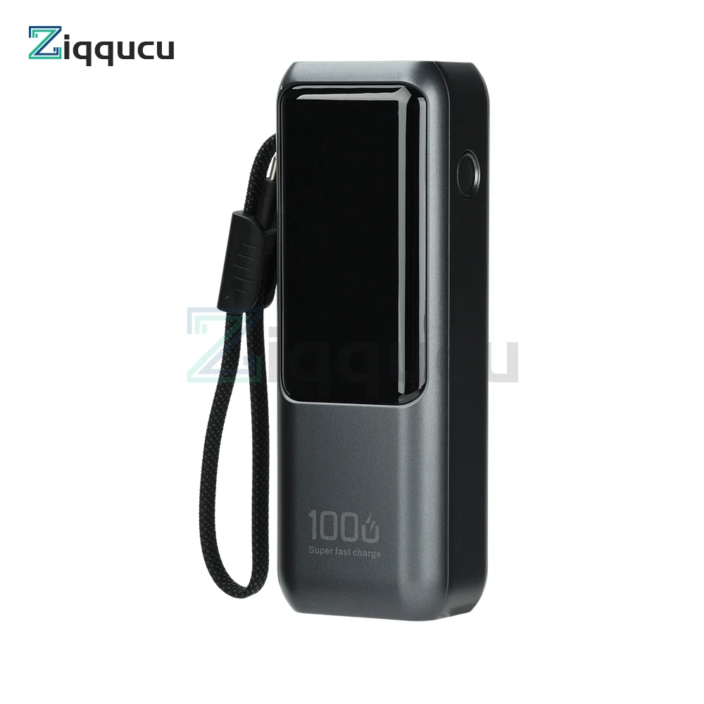 Custodia per banca di potere a ricarica rapida PD da 100 W Kit fai da te Custodia per batteria 21700 a 4 celle con cavo integrato Custodia per banca di potere grigia
