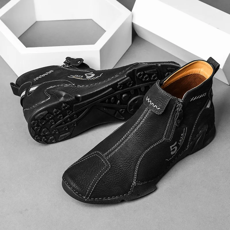 Men Chelsea Boots Winter Suede Ankle Boot British Style Leather Soft Sole Round Head Wedding men chelsea boots