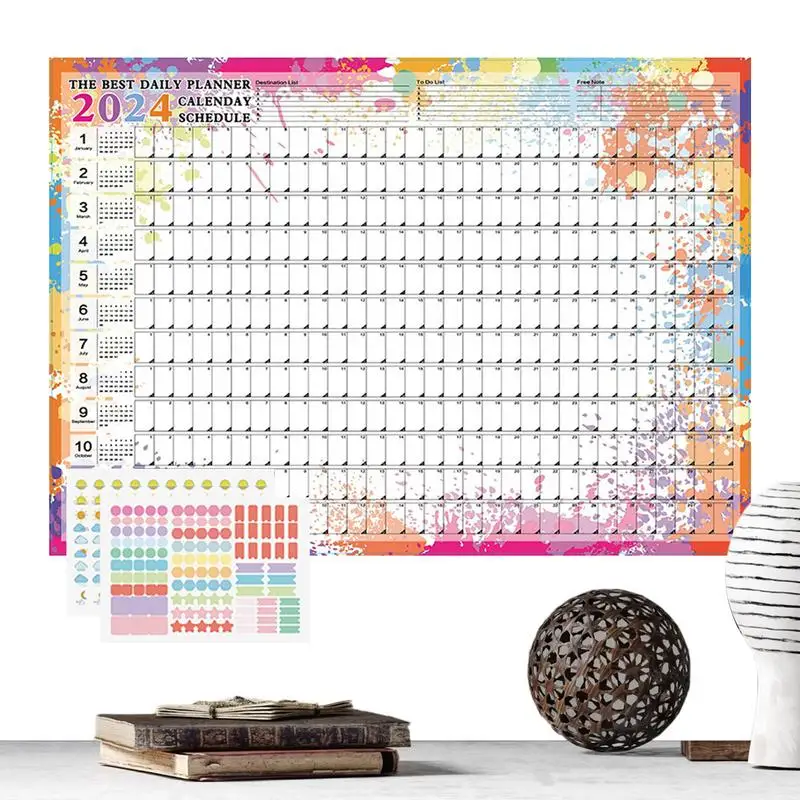 

Large 2024 Wall Calendar 12 Month Annual Yearly Wall Planner Horizontal Thick Paper Monthly Themed 2024 Calendar For New Year