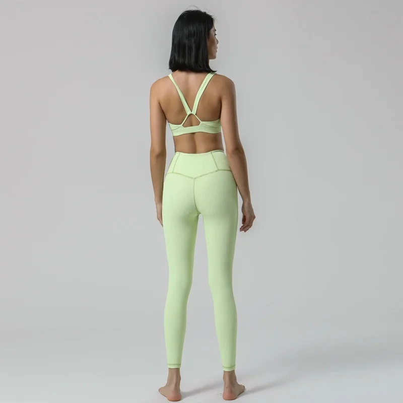 Women's High Elastic Yoga Pants Suit Running High Waist Fitness Wear Sports Suit