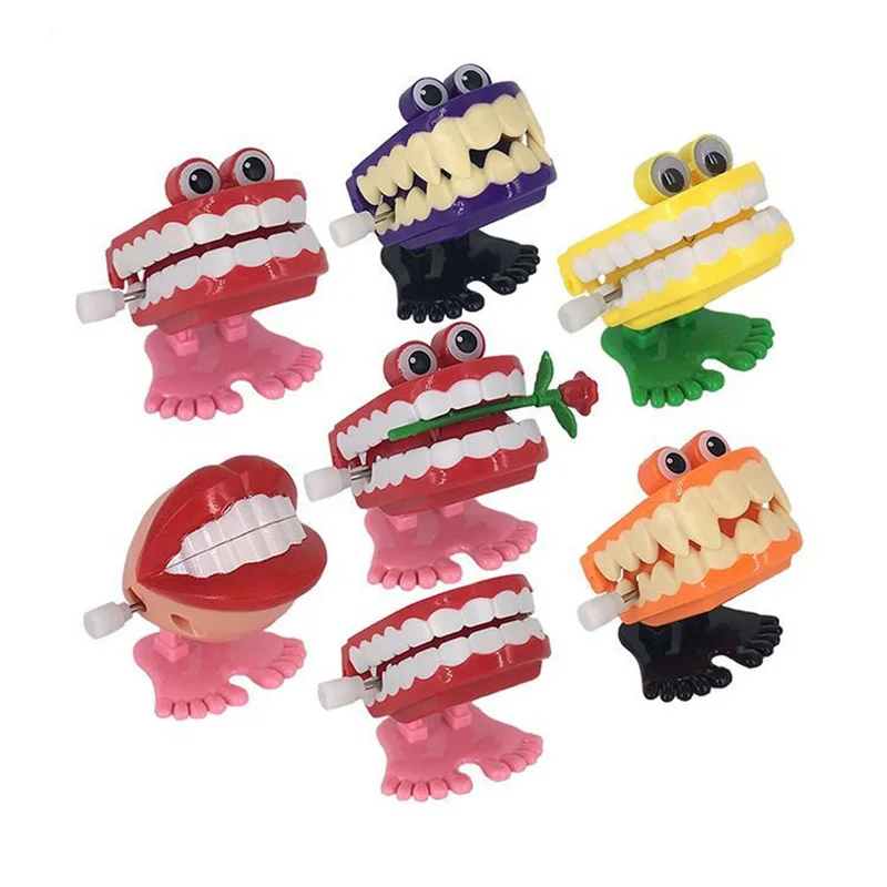 Tooth Shape Mini Clockwork Jumping Teeth Toys Parent-child Interaction Decompression Children's Gift Wind Up Toy
