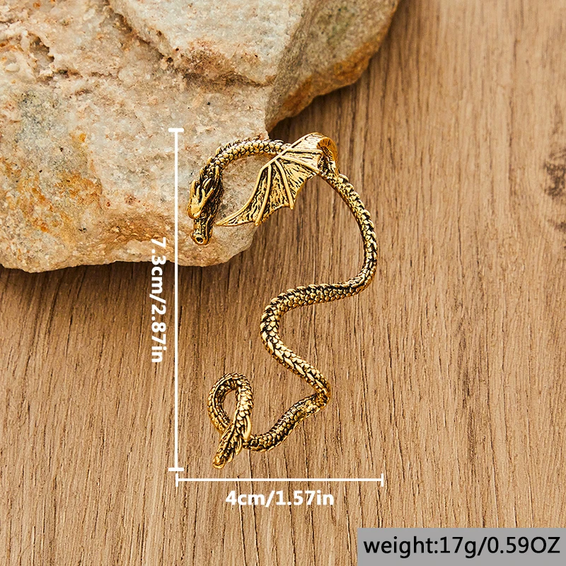Dragon Earrings Vintage Gold Dragon Left Earrings For Women Pendants