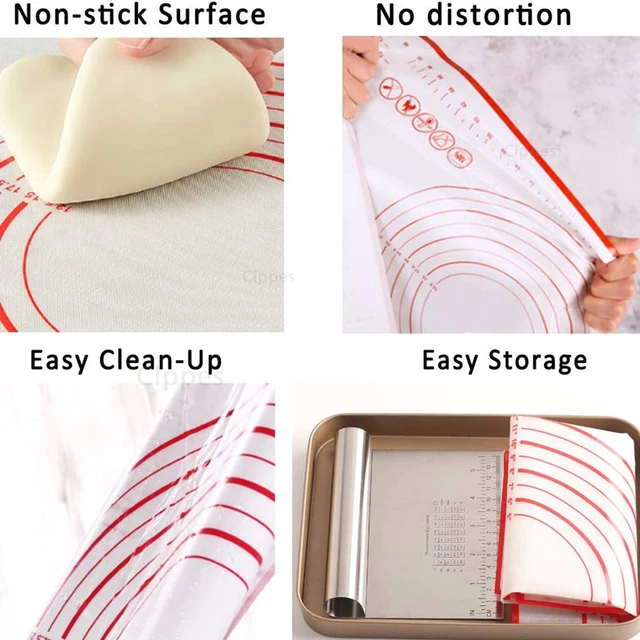 Silicone Pastry Mat with Measurements, Reusable Non-slip Non-stick Baking Mat for Rolling Dough, Fondant /Pizza Mat, Counter Mat 3