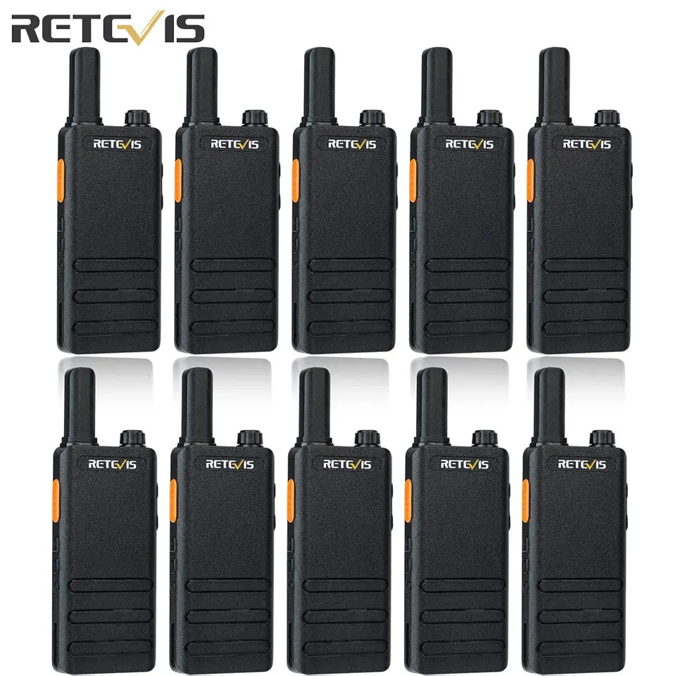 

Wholesal 10pcs/Lot RT622P Walkie Talkies Retevis Portable Mini Walkie-talkies VOX Type C Charging Two Way Radios For Malls Hotel
