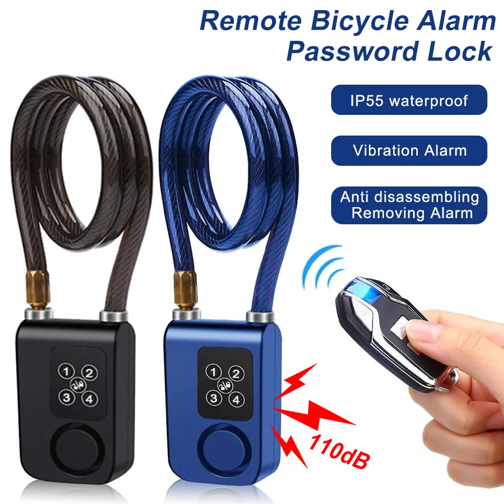 

Bike Alarm Code Lock Wireless Remote Control Anti-Theft Cycling Alarm 110dB Burglar Vibration Bicycle Alarm Password Lock