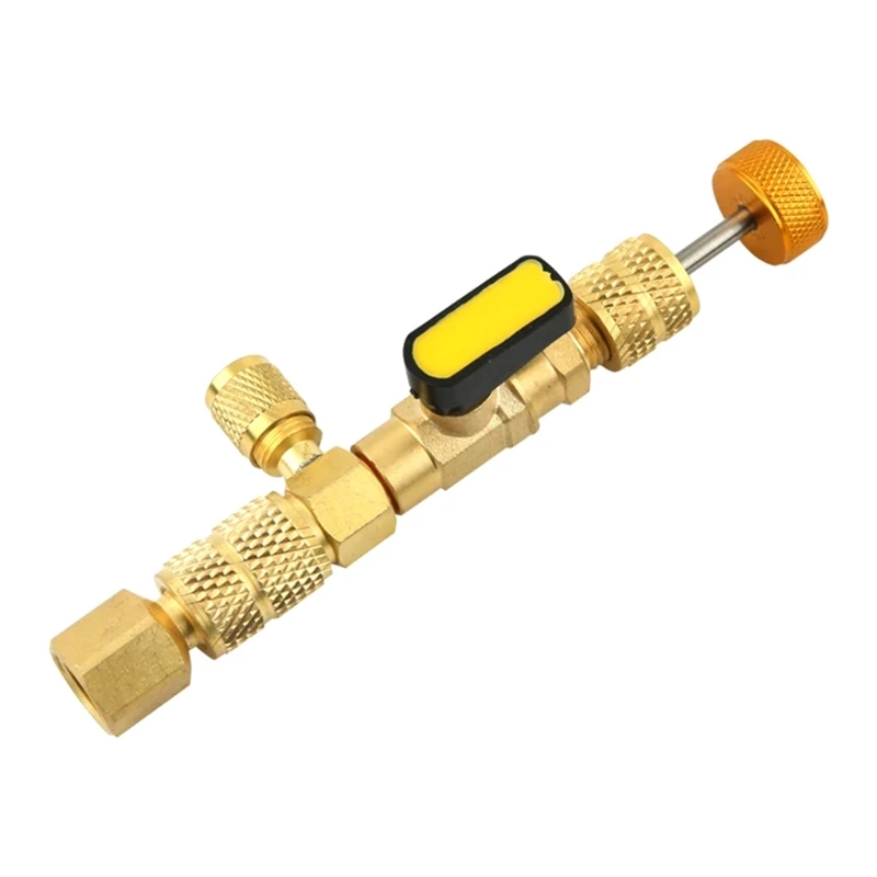 

R410A R22 Schrader для съемника сердечника клапана, двойной размер 1/4 дюйма и 5/16 дюйма, порт HVAC для