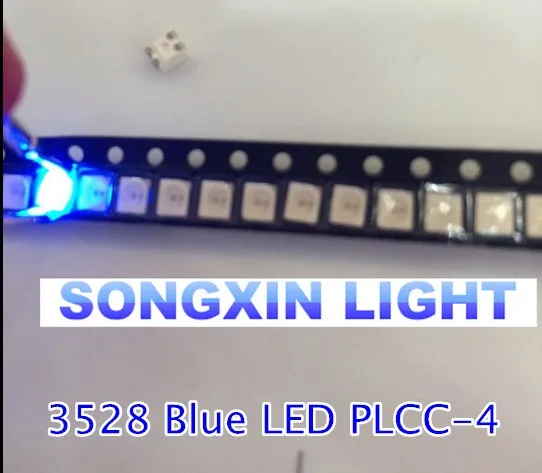 SAMIROB 100 Stück 3528 blaue 4-Beine blaue superhelle LED-Lampenperlen gemeinsame Anode PLCC-4 1210 SMD LED blau 4 Fuß 4-polig – Detail 1