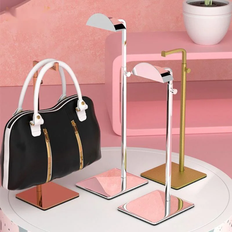 1 Pcs Adjustable Polished Gold / Silver Hanging Bag Handbag Shelf Display Stand Purses Handbag Holder Rack 5