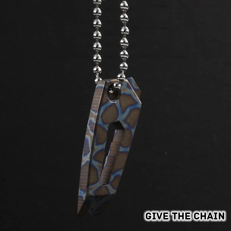 미니 크로우바 화상 티타늄 합금 EDC 네일 풀러, 플랫 헤드 스크루 드라이버 박스 오프너, 다기능 키체인 펜던트 도구 목걸이