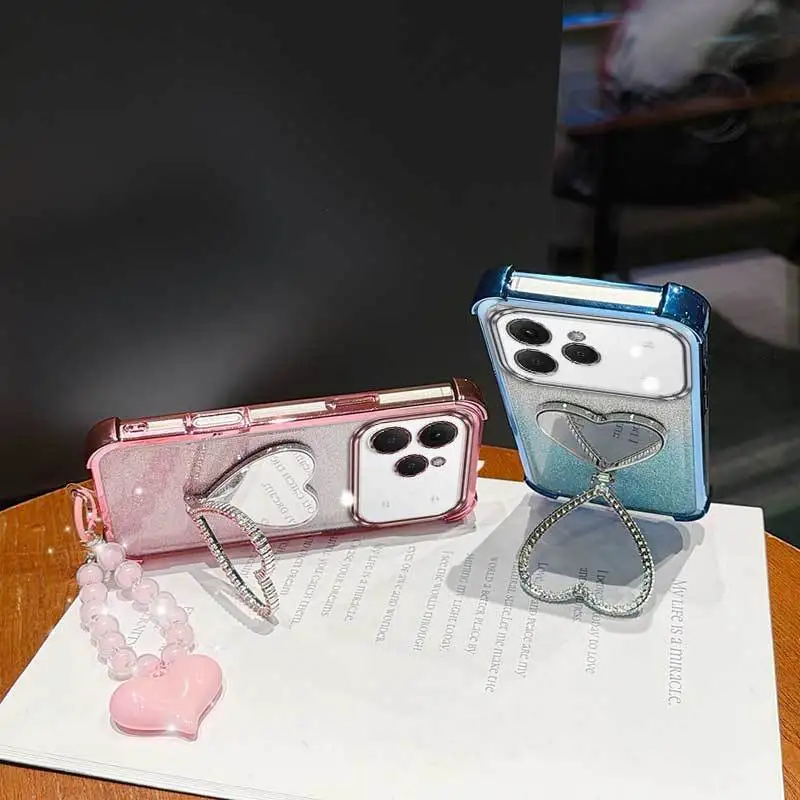 3-Piece Set: Phone Case with Lanyard and Heart-Shaped Stand – Stylish and Functional Phone Protection