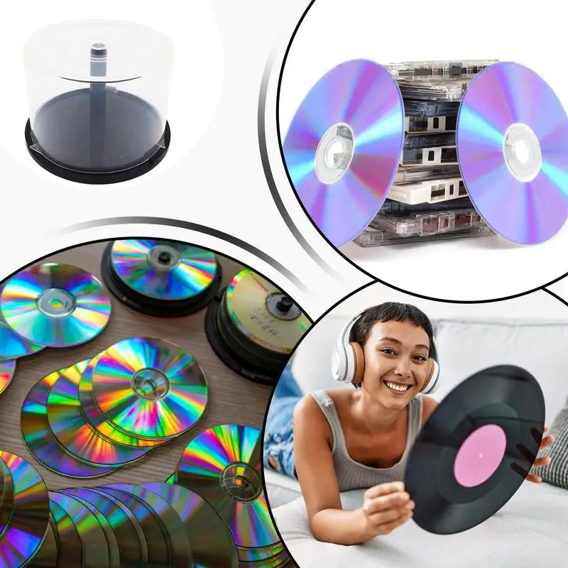 Empty DVD Cake Boxes Clear Column Empty DVD Storage Bucket With Black Spindle 50 Disc Capacity Storage Containers For Bar Home