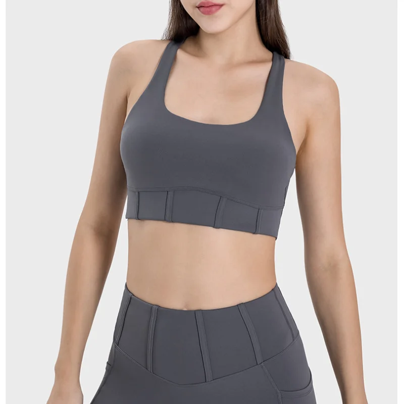 Solid Color Women Sports Bras Gathered Without Steel Ring Running Vest Fitness Front Zipper Sexy Shockproof Underwear