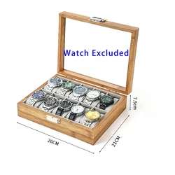 Elegant Bamboo Wooden Watch Storage Box with Multiple Slots (BAMBOO10)