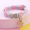 Pet Collar With Bell Cartoon Footprint Colorful Dog Puppy Kitten Collar Adjustable Safety Bell Ring Necklace Pet Accessories 1