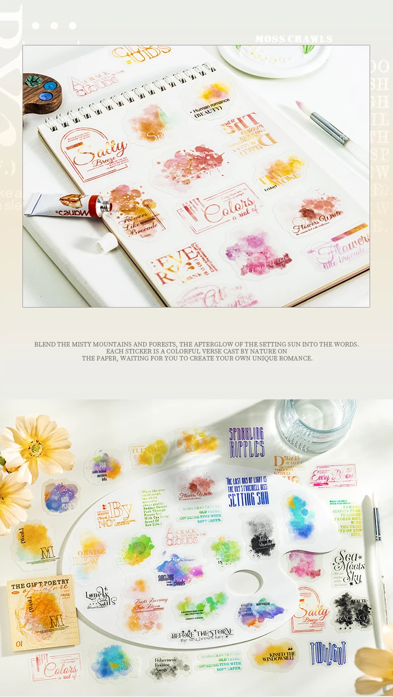 Journal GO 30 Stück Traum-Aquarell-Collage, Junk-Journal-Karte, dekorative Aufkleber, Scrapbooking, Planer, DIY, Schreibwaren-Abziehbilder – Detail 8
