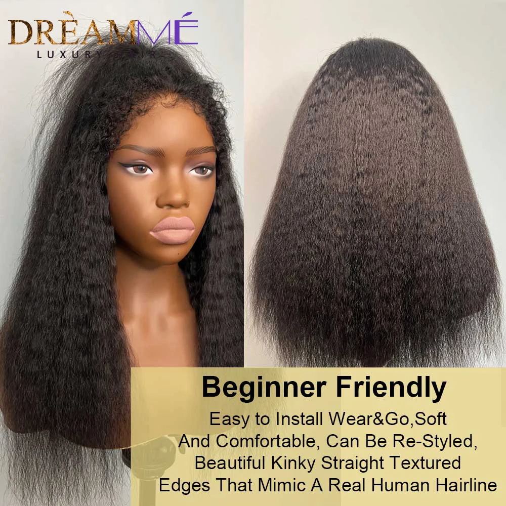 Full Lace Wig Human Hair With Kinky Edges Hairline Brazilian Kinky Straight 360 Lace Frontal Wig 13x4 Front Human Hair Wigs human hair wig lace front wigs