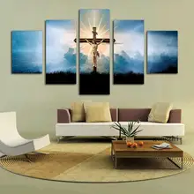 

Religious Canvas Hd Print Modern Jesus Cross Wall Art Poster 5 Panel Home Decor Modular Pictures for Living Room Frameless