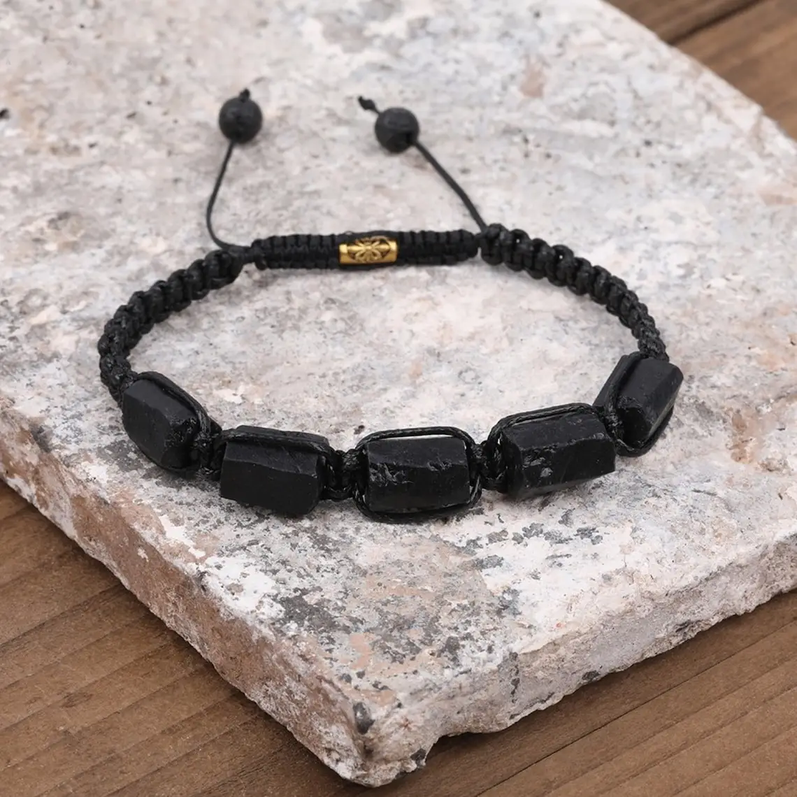 

Natural Black Tourmaline Bracelet for Men Tourmaline Nugget Bead Bracelet