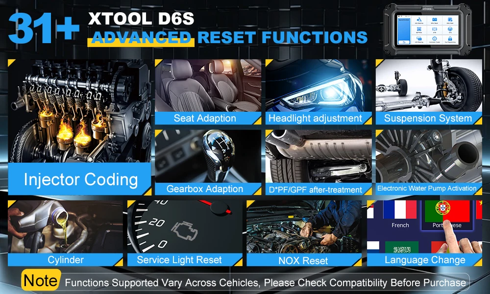 XTOOL D6S Allsystem-Autodiagnosegerät mit Auto-VIN-Funktion, vollständiger OBD2-Scanner mit 30 Reset-Funktionen, CANFD, FCA und lebenslanger kostenlosen Updates – Detail 4