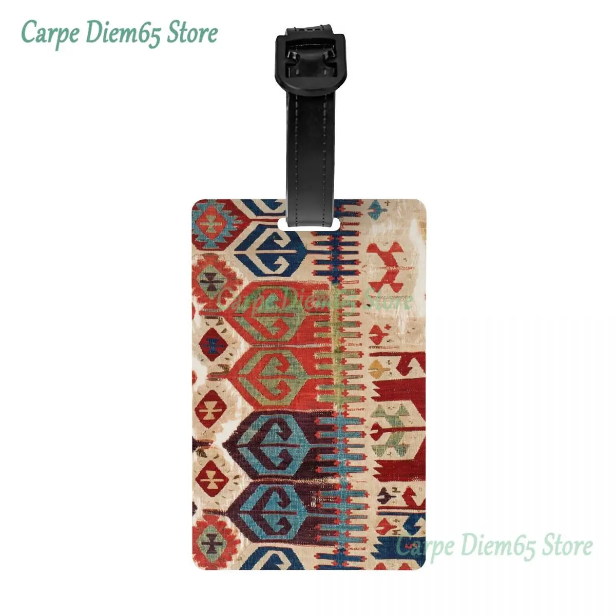 

Aksaray Tribal Antique Turkish Kilim Print Luggage Tags for Suitcases Vintage Bohemian Ethnic Art Privacy Cover ID Label