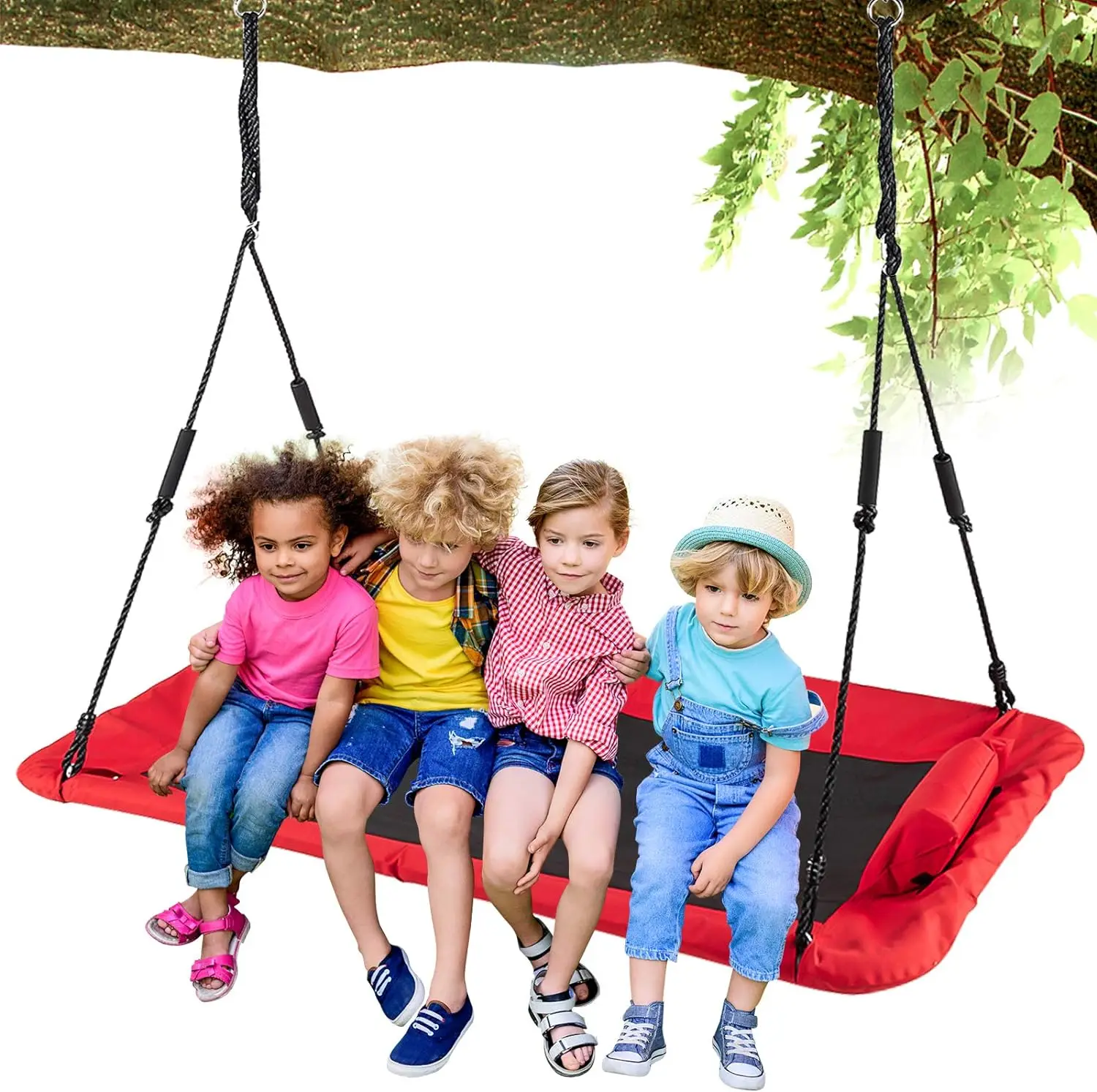 

Tree Swing for Kids, 59 Inch Outdoor Swing Sets for Backyard, Flying Platform Swing Seat with 2 Hanging Straps, 700lb Capacity,