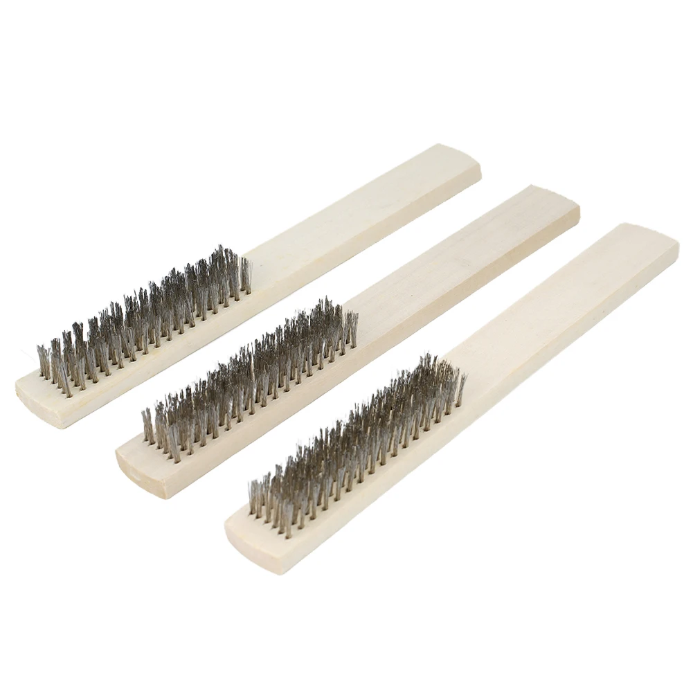 Cleaning Brush Wire Brush Spare Parts Stainless Steel Wire Wood/Silver 205mm/8.07Inch 3Pcs/Set Accessories Replacement cleaning brush wire brush spare parts stainless steel wire wood silver 205mm 8 07inch 3pcs set accessories replacement