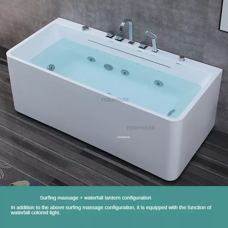 Rectangle Spa Bathtubs Bathroom Fixture Acrylic Seat Bath Adults Surf Massage Waterfall Creative Household Hydromassage Bath