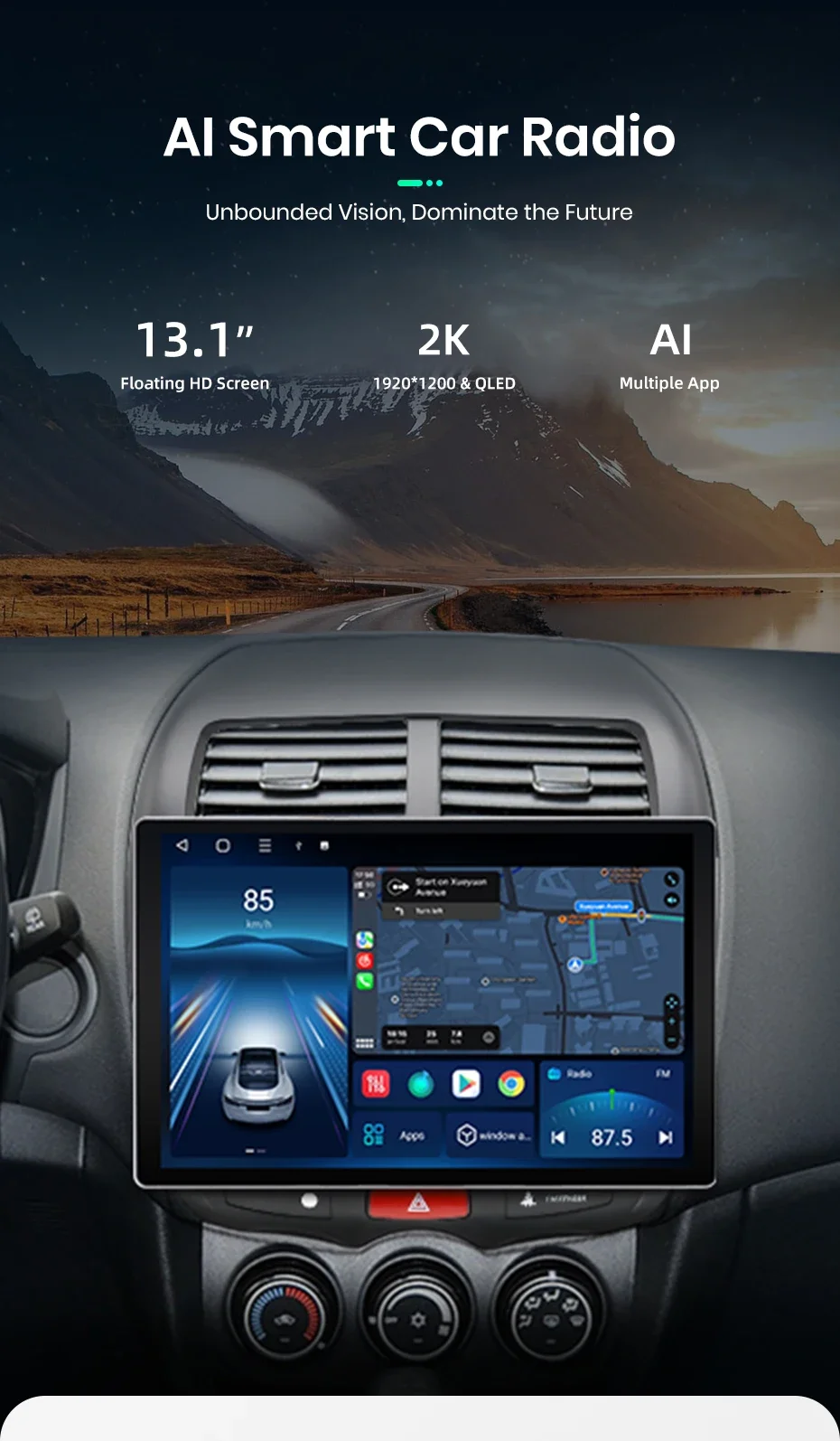 Junsun x7 Serie 13.1 "ai Voice Wireless Carplay Android Auto Autoradio für Mitsubishi Asx 1-Multimedia Autoradi – Detail 3