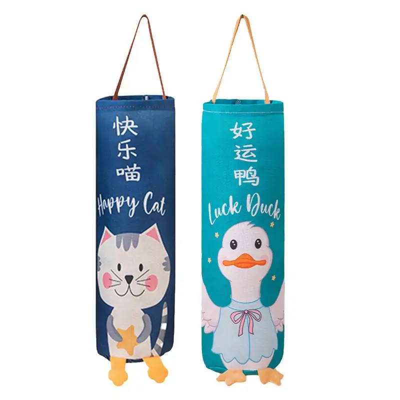 

Cute Kitchen Grocery Bag Home Holder Wall Mount Plastic Bag Holder Dispenser Hanging Storage Trash Garbage Bag Garbage Organizer