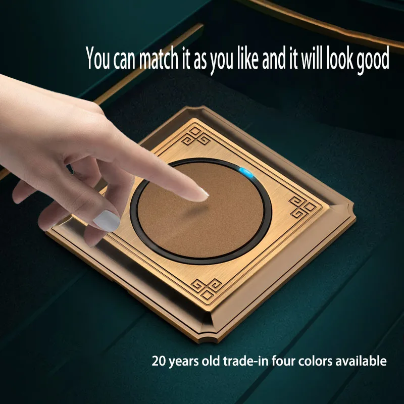 Liga de Alumínio Botão Interruptor Bronze Escovado Painel 86 tipo Wall Light Switch Retro14 Gang Way