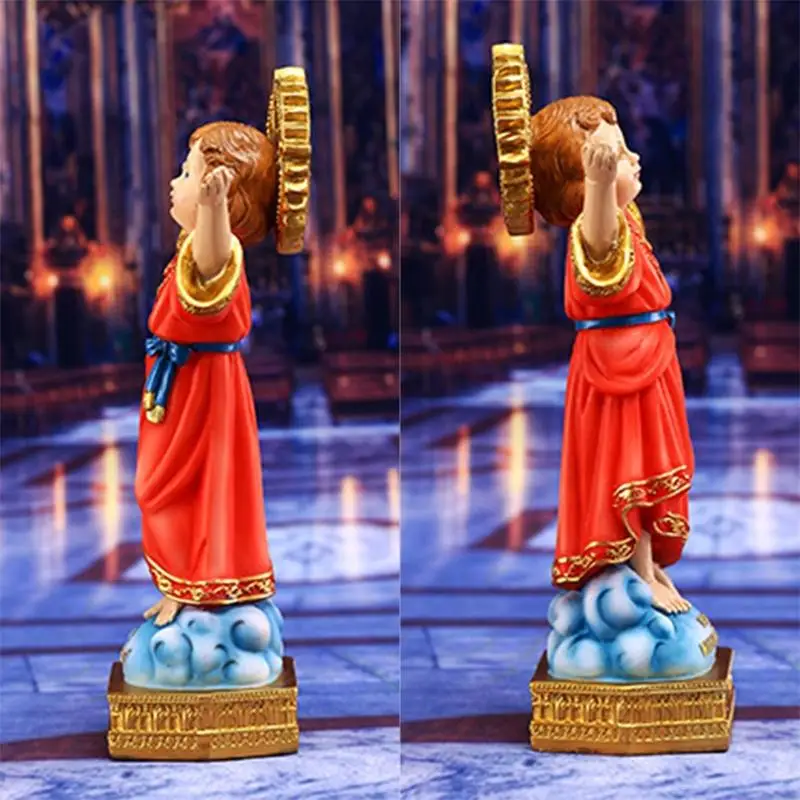 Q39B Child Figurine on Base 8 Inches High Collection Resin Statue Religious Gift Catholic Home Decoration