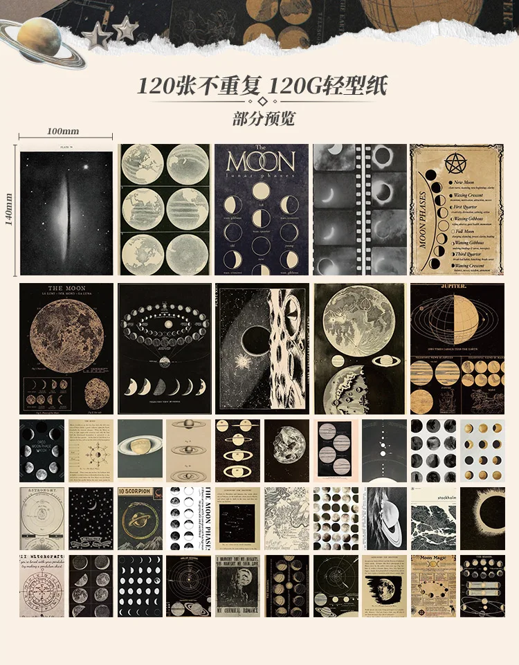 120 Blatt Dekor Scrapbook Vintage Materialien Papier Combo Kit DIY Junk Journal Collage Fotoalbum Retro Hintergrundpapier – Detail 21