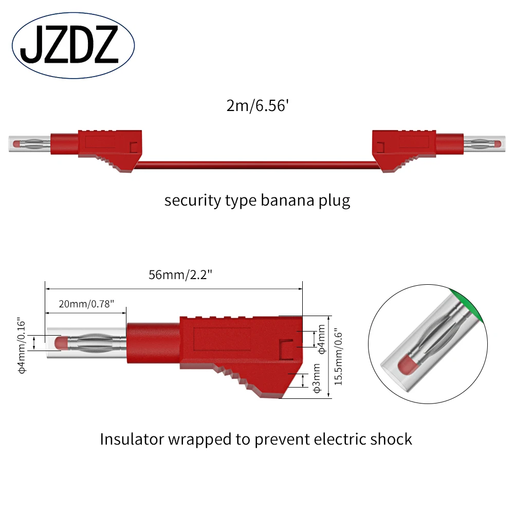 JZDZ 200CM 5pcs 보안 개폐식 4MM 바나나 플러그 멀티 미터 테스트 리드 케이블 라인 와이어 전기 테스트 도구 70022
