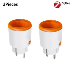 Smart Zigbee EU Plug 16A with Power Monitoring and Voice Control - 2 Pieces zigbee