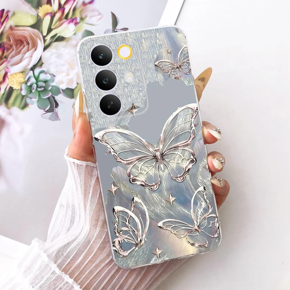 Stylish Flowers & Butterfly Painted Soft Slim Phone Case