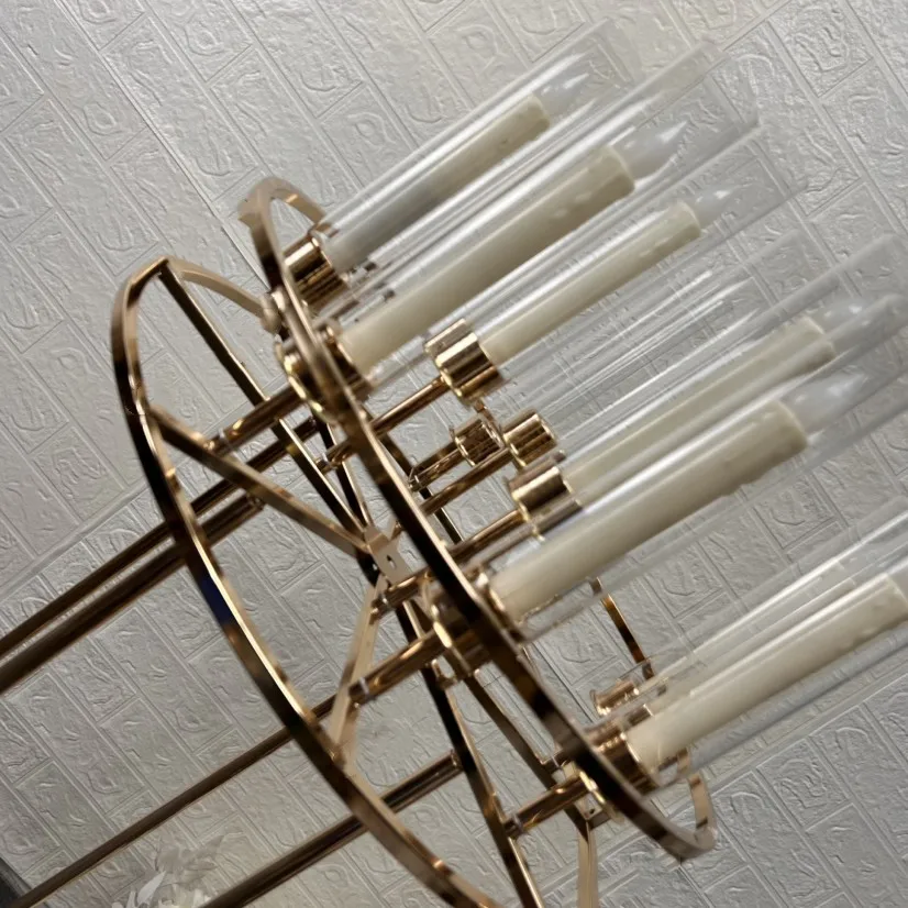 6PCS Acrylic Flower Rack Gold Arch Stand Road Lead flower Wedding Centerpiece candlestick Flower Rack For Event Party