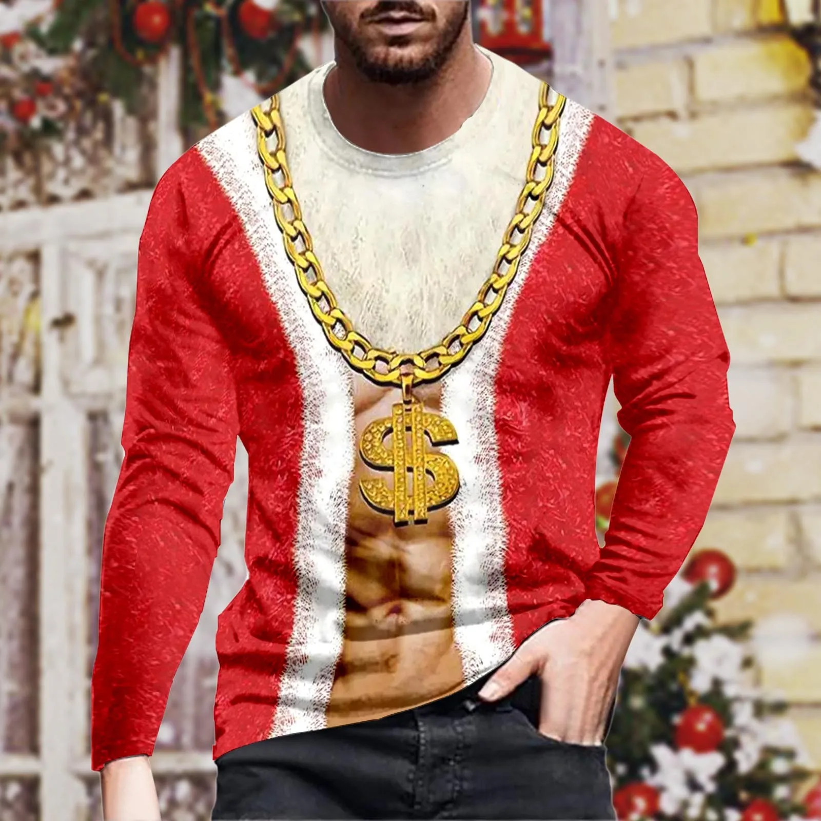 

Men's Christmas Pullovers Sweatshirt Navidad Jumper Ugly Pullover 3d-Printed Casual Funny muscle Graphic Themed sudaderas